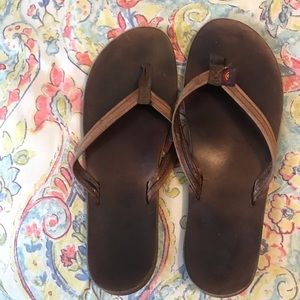 Rainbow leather flip flops used
